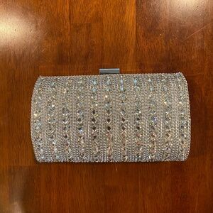 INC dressy rhinestone silver clutch/shoulder bag